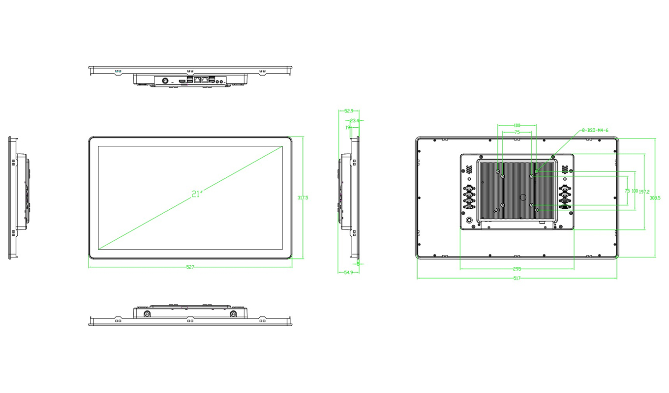 Dimension of 21 inch all in one Economy Touch Panel PC